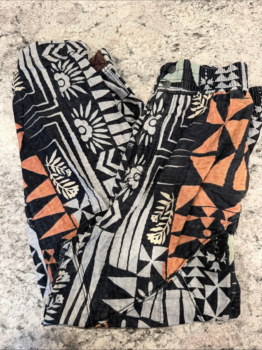 FP Movement by Free People Black, Rust & Cream BOHO Geometric Joggers